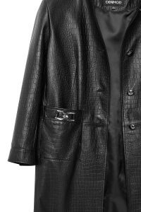 کت چرم مشکی طرح کروکودیلی زنانه کولت دری مد