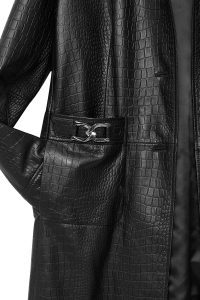 کت چرم مشکی طرح کروکودیلی زنانه کولت دری مد