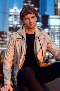 کت چرم موتورسواری کلاهدار بژ مردانه باتلر دری مد