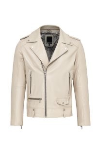 کت چرم موتورسواری کلاهدار بژ مردانه باتلر دری مد