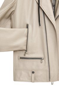 کت چرم موتورسواری کلاهدار بژ مردانه باتلر دری مد