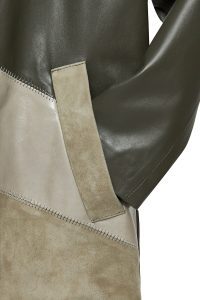 کت چرم یقه دو سینه سبز زنانه شکیرا دری مد