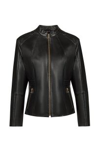 کت چرمی زنانه مشکی سایز بزرگ زیپ دار Lydia دری مد