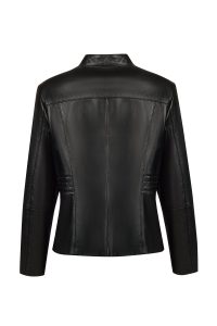 کت چرمی زنانه مشکی سایز بزرگ زیپ دار Lydia دری مد