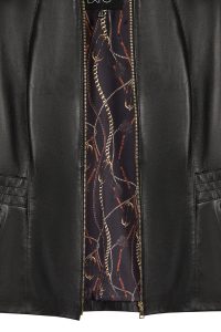 کت چرمی زنانه مشکی سایز بزرگ زیپ دار Lydia دری مد