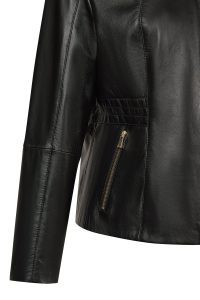 کت چرمی زنانه مشکی سایز بزرگ زیپ دار Lydia دری مد