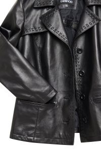 کت چرمی زنانه مشکی کوتاه Giselle دری مد