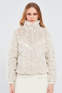 کت چرمی مخملی سفید زنانه ملروز دری مد