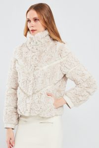 کت چرمی مخملی سفید زنانه ملروز دری مد