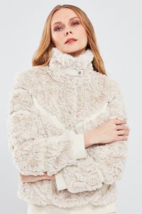 کت چرمی مخملی سفید زنانه ملروز دری مد