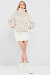 کت چرمی مخملی سفید زنانه ملروز دری مد