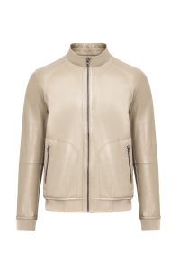 کت چرمی مردانه بژ یقه دیپلمات Suarez دری مد