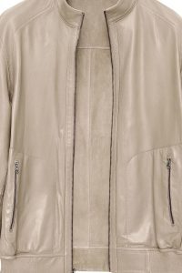 کت چرمی مردانه بژ یقه دیپلمات Suarez دری مد