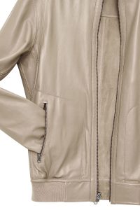 کت چرمی مردانه بژ یقه دیپلمات Suarez دری مد