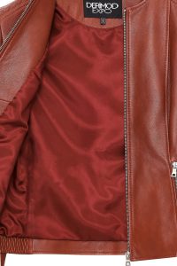 کت چرمی یقه ای زنانه قهوه ای ایرینا دری مد