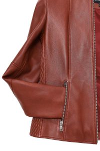 کت چرمی یقه ای زنانه قهوه ای ایرینا دری مد