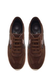 کتونی زنانه جیر قهوه‌ای بنددار دری مد