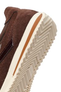 کتونی زنانه جیر قهوه‌ای بنددار دری مد