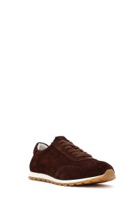 کتونی زنانه جیر قهوه‌ای بنددار دری مد