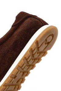 کتونی زنانه جیر قهوه‌ای بنددار دری مد