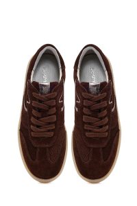 کتونی زنانه جیر قهوه‌ای بنددار دری مد