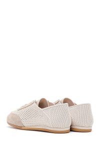 کتونی زنانه چرم بژ بنددار دری مد