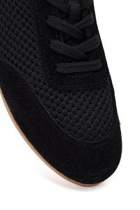 کتونی زنانه چرم مشکی بنددار دری مد