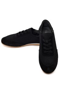 کتونی زنانه چرم مشکی بنددار دری مد