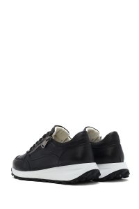 کتونی زنانه چرم مشکی بنددار زیپ‌دار کناری دری مد