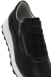 کتونی زنانه چرم مشکی بنددار زیپ‌دار کناری دری مد