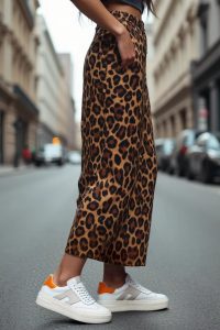 کتونی زنونه چرم سفید بنددار با زیره ضخیم دری مد