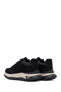 کتونی مردانه نوبوک چرمی مشکی بندی زیره ضخیم کژوال دری مد