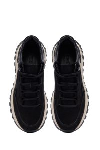 کتونی مردانه نوبوک چرمی مشکی بندی زیره ضخیم کژوال دری مد