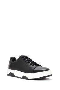 کتونی مردانه چرمی مشکی بندی زیره ضخیم دری مد