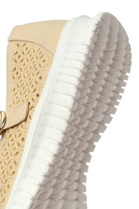 کفش زنانه جیر بژ طرح‌دار سگک‌دار راحتی دری مد