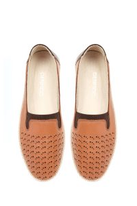 کفش زنانه چرم قهوه‌ای راحتی دری مد