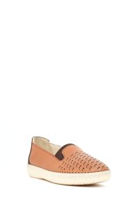 کفش زنانه چرم قهوه‌ای راحتی دری مد