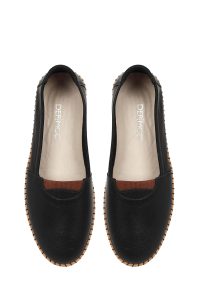 کفش زنانه چرم مشکی لژدار راحتی دری مد