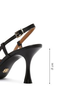 کفش زنانه چرم مشکی پشت‌باز پاشنه‌دار دری مد