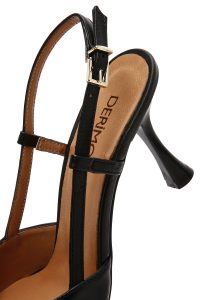 کفش زنانه چرم مشکی پشت‌باز پاشنه‌دار دری مد