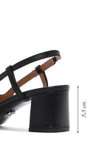 کفش زنانه چرم مشکی پشت‌باز پاشنه‌دار دری مد