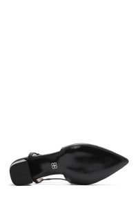 کفش زنانه چرم مشکی پشت‌باز پاشنه‌دار دری مد