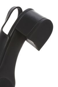 کفش زنانه چرم مشکی پشت‌باز پاشنه‌کوتاه ضخیم دری مد