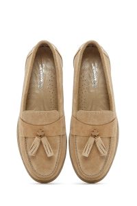 کفش لوفر زنانه جیر بژ راحتی دری مد