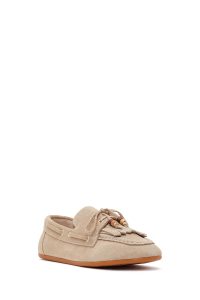 کفش لوفر زنانه جیر بژ منگوله‌دار دری مد