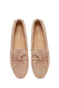 کفش لوفر زنانه جیر بژ منگوله‌دار دری مد