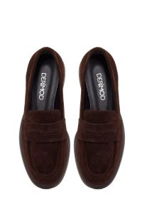 کفش لوفر زنانه جیر قهوه‌ای دری مد