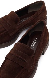 کفش لوفر زنانه جیر قهوه‌ای دری مد