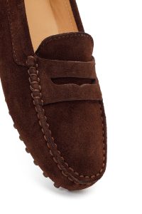 کفش لوفر زنانه جیر قهوه‌ای دری مد