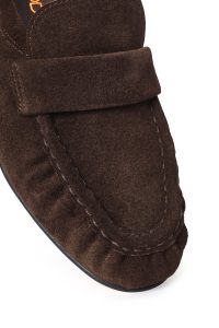 کفش لوفر زنانه جیر قهوه‌ای مدل ماسکولن دری مد